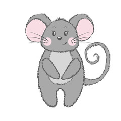 Cute vector mouse isolated on white background.