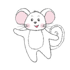 Cute vector mouse isolated on white background.
