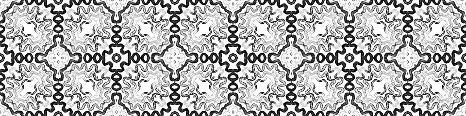 Dark black and white Seamless Border Scroll. Geome
