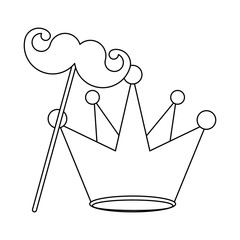 party mask fun decoration cartoon in black and white