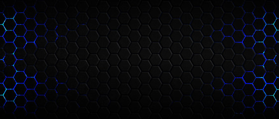 dark hexagon background and blue light