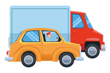 People driving vehicles in the traffic