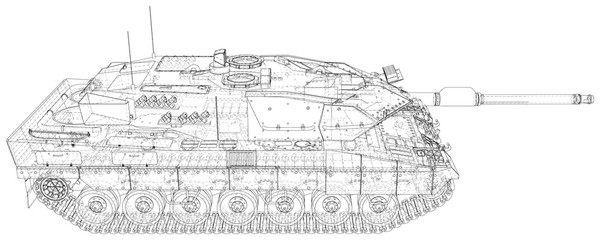 Obraz premium Military machine technical wire-frame. EPS10 format. Vector created of 3d.