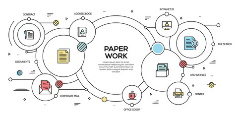 PAPER WORK VECTOR CONCEPT AND INFOGRAPHIC DESIGN