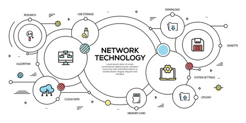 NETWORK TECHNOLOGY VECTOR CONCEPT AND INFOGRAPHIC DESIGN