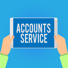 Writing note showing Accounts Service. Business photo showcasing accessing list of user profiles and information linked.