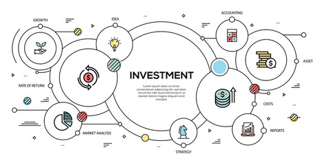 INVESTMENT VECTOR CONCEPT AND INFOGRAPHIC DESIGN