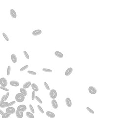European Union Euro coins falling. Scattered black