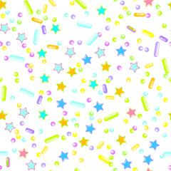 Sprinkle Cupcake Donut Topping. Seamless Pattern 