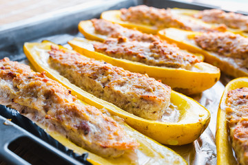Stuffed zucchini baked in the oven