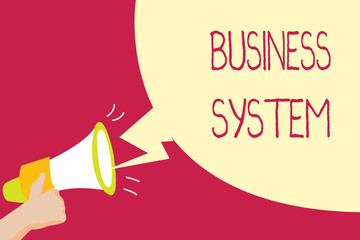 Handwriting text writing Business System. Concept meaning A method of analyzing the information of organizations. © A
