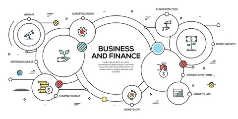Fototapeta premium BUSINESS AND FINANCE VECTOR CONCEPT AND INFOGRAPHIC DESIGN
