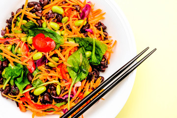 Healthy Japanese Style Vegetarian Rainbow Salad