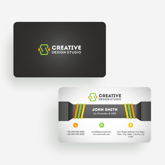 Front and back view of business card or horizontal template design.