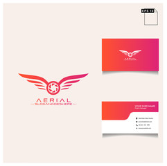simple concept drone aerial logo design vector