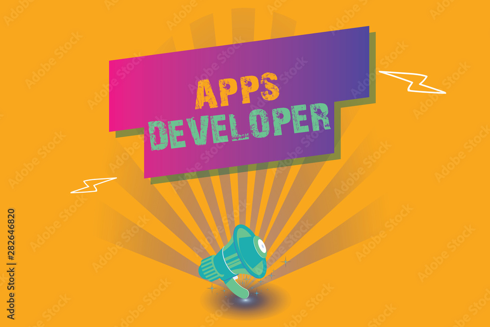 Poster conceptual hand writing showing apps developer. business photo text graphic artist software programm
