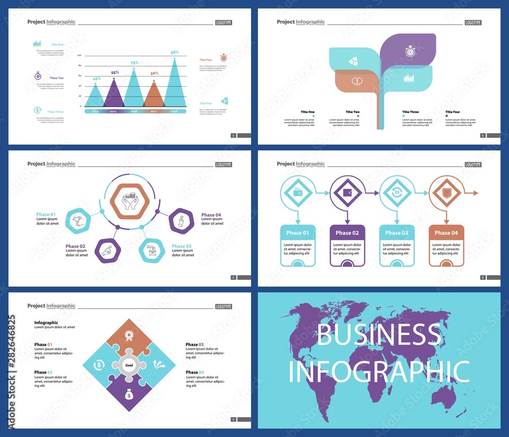 Aufkleber set of teamwork and statistics concept infographic charts. business diagrams for presentation slide 