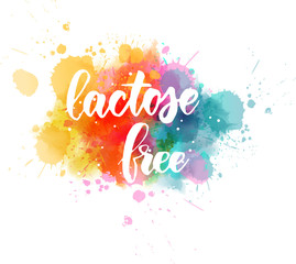 Lactose free lettering on watercolor splash