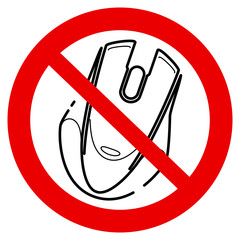 No click. No pc mouse icon. Forbidden, prohibited gaming icon line sign design. Line concept art with izolated back
