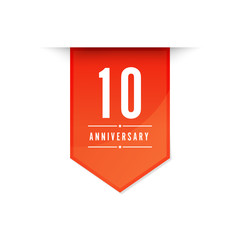 Red 10 Years Anniversary Sale Label Vector Set Isolated stock illustration