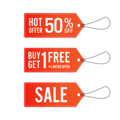 Red Sale Labels Vector Set Isolated stock illustration