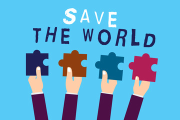 Text sign showing Save The World. Conceptual photo Protect the environment and the living species Ecosystem.