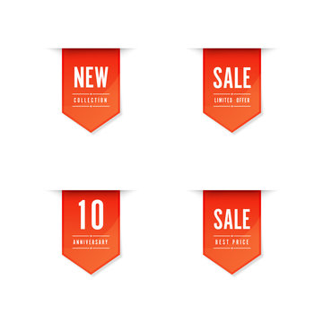 Red Sale Labels Vector Set Isolated stock illustration