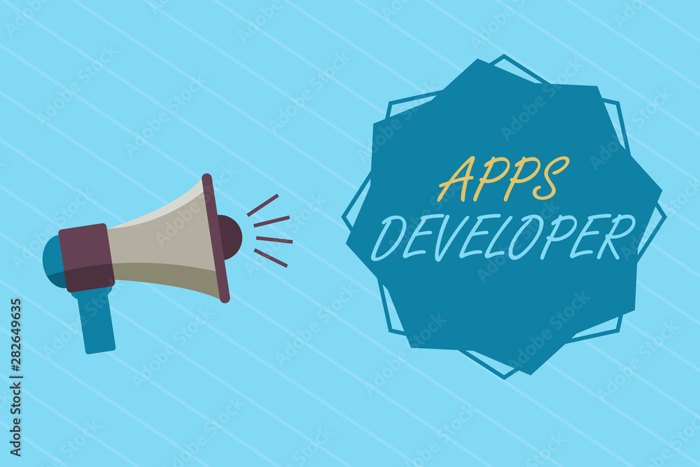 Poster conceptual hand writing showing apps developer. business photo showcasing graphic artist software pr