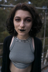 close up portrait of emo goth girl