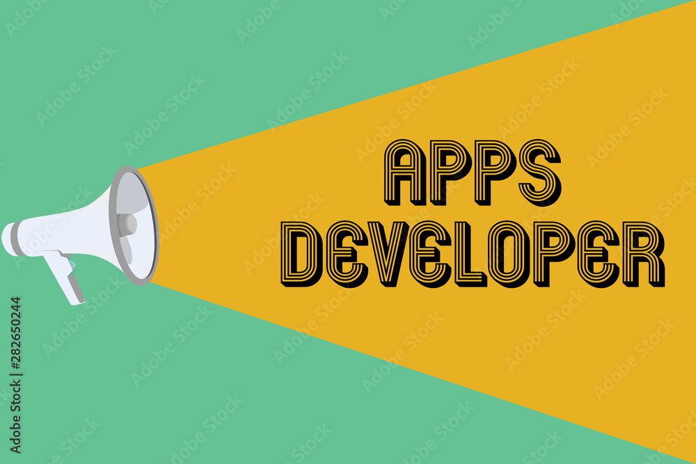 Poster conceptual hand writing showing apps developer. business photo showcasing graphic artist software pr