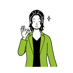 Illustration of a man presenting an OK mark.