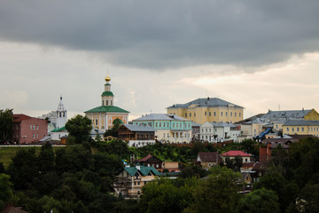 Panoramic view of the city of Vladimir, Russia summer a cloudy day on the background of green trees