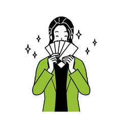 Illustration of a man making money.