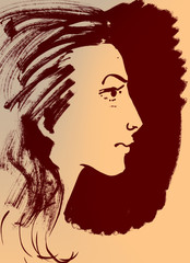 sketch with brush and ink portrait