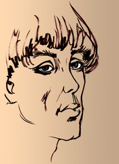 sketch with brush and ink portrait