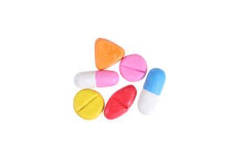 miniature drug model from japanese clay on white background