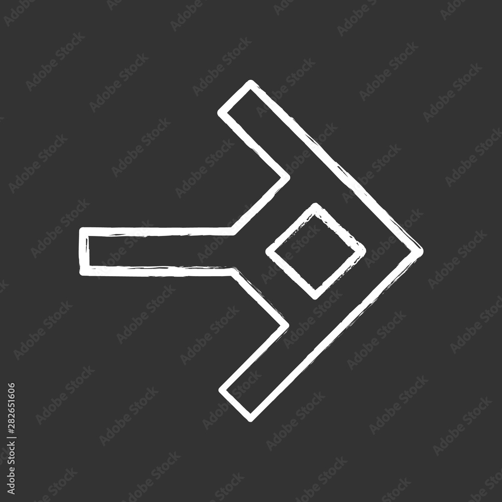 Poster shaped arrow chalk icon. navigation arrowhead sign. east direction. arrowhead indicating rightward. 