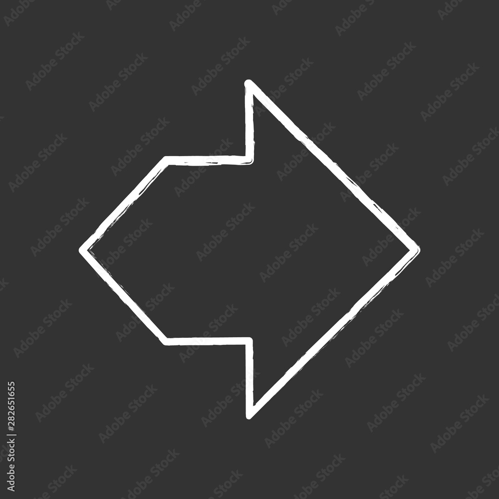 Poster double arrow chalk icon. two way navigation arrow. pointing cursor. path indicator, movement designa