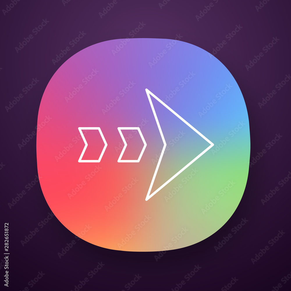Poster dashed arrow app icon. arrowhead showing right shift and direction. rightward arrow. indicator sign.
