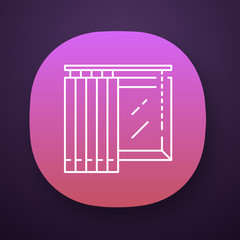 Vertical blinds app icon. House window covering. Home interior design. Kitchen darkening decoration. Window treatments. UI/UX user interface. Web or mobile application. Vector isolated illustration
