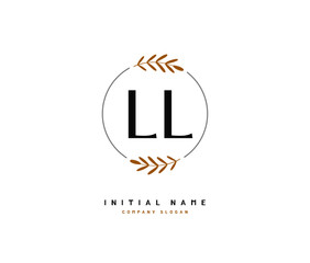 L LL Beauty vector initial logo, handwriting logo of initial signature, wedding, fashion, jewerly, boutique, floral and botanical with creative template for any company or business.