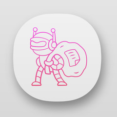 Scraper bot app icon. Malicious bad robot. Content stealing. Web scraping service. Artificial intelligence. UI/UX user interface. Web or mobile applications. Vector isolated illustrations