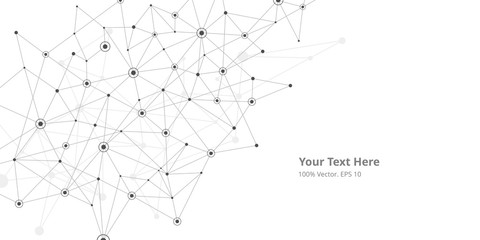 Futuristic crypto blockchain illustration. Vector global creative social network. Abstract polygonal background with lines and dots