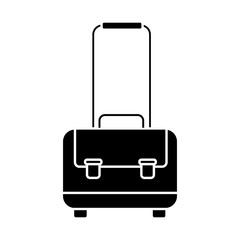 Glyph luggage icon. Brief case symbol. Travel bag button.