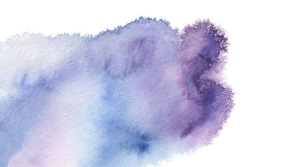 Abstract watercolor and acrylic blot painting. Blue Color design element. Texture paper. Isolated on white background.