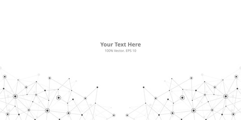 Futuristic crypto blockchain illustration. Vector global creative social network. Abstract polygonal background with lines and dots