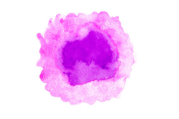 Mixed Pink and Violet watercolor stain with colorful shades paint stroke on white background.