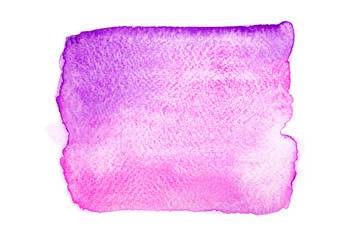 Hand painting pink and violet watercolor on white background.