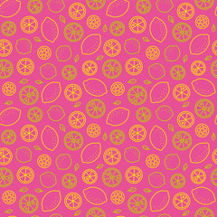 Lemons and limes citrus fruit icons seamless pattern vector illustration. Vibrant food wallpaper.
