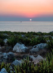 Sunrise at a rocky beach
